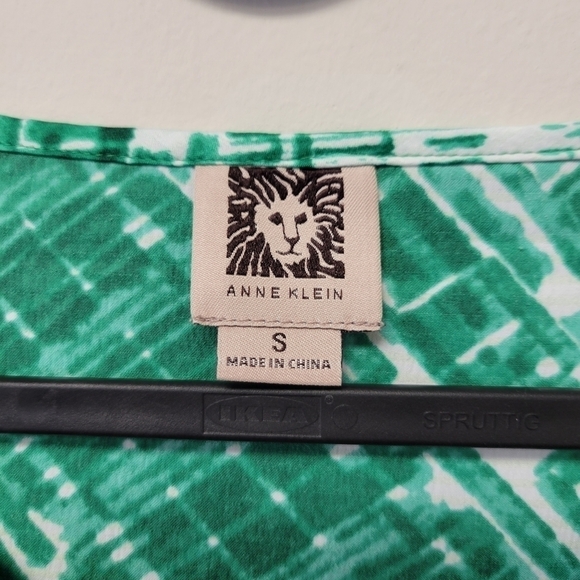 Anne Klein Blouse Green White S - Picture 4 of 6
